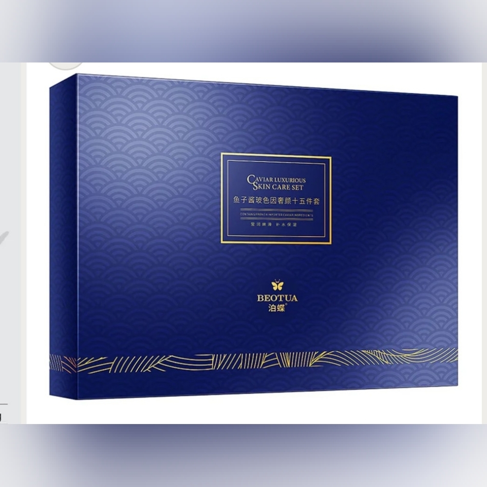 BEOTUA Caviar Luxurious Skin Care Set - Navy Blue & Gold Gift Box